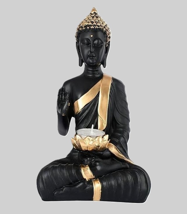 Blessing Black Buddha Diya Statue Blessing Black Buddha Diya Statue - Image 1