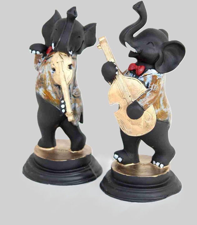 Dancing Ganesha with Musical Set of 2 Dancing Ganesha with Musical Instruments - Image 1