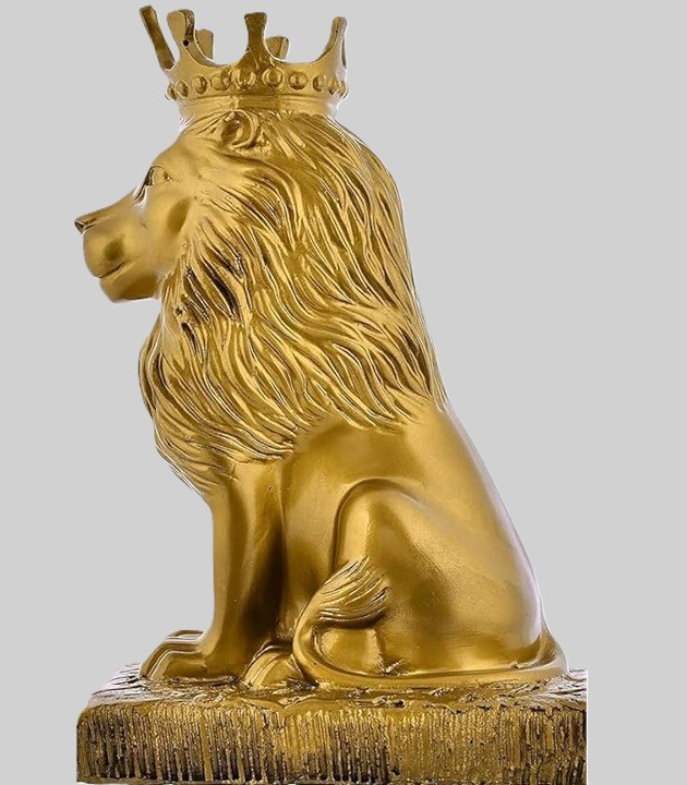 Majestic Lion Statue with Crown Majestic Lion Statue with a regal crown - Image 1