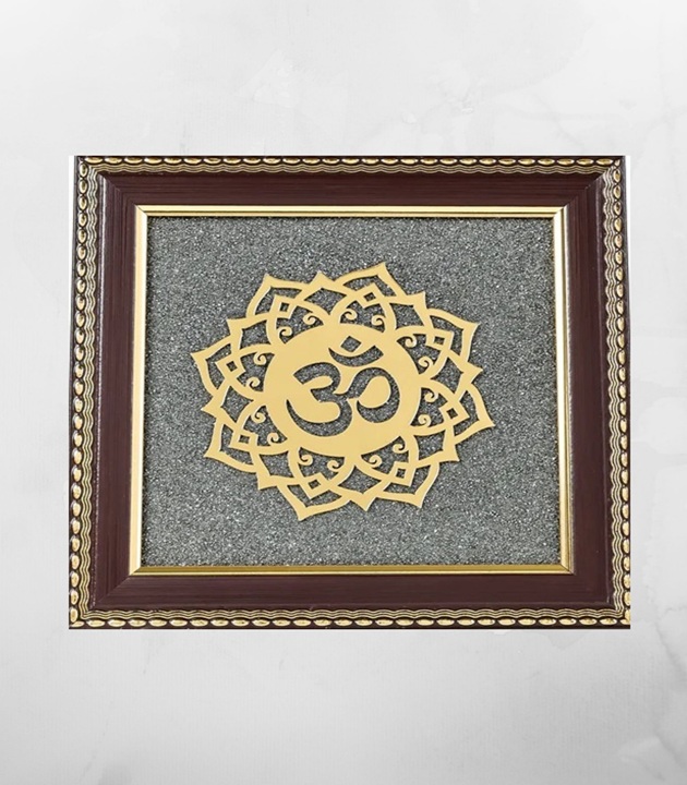 Om Symbol Raw Pyrite Frame | Meditative Mandala | Peace & Cosmic Energy - Image 1