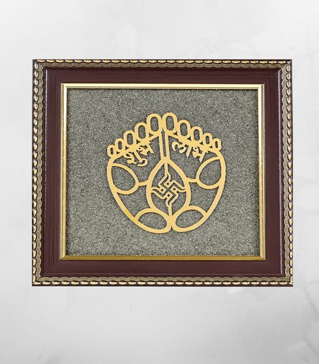 Shubh_Labh_Raw_Pyrite_Frame_Swastika_Symbol_for_Prosperity1 Shubh Labh Raw Pyrite Frame | Swastika Symbol - Image 1