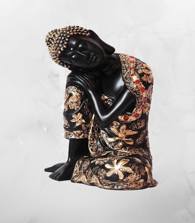Black Golden Thinking Lord Buddha1 Black Golden Thinking Lord Buddha Showpiece Gifting Someone Special Decorative Showpiece | Living Room | Office Decor | Home Decor - Image 1