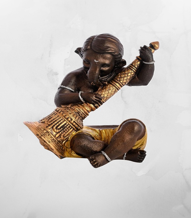 Instrument Ganesha Decorative Showpiece Lovely Statue Shivling Ganesha Showpiece | Home Decor Gifting Purpose - Image 1