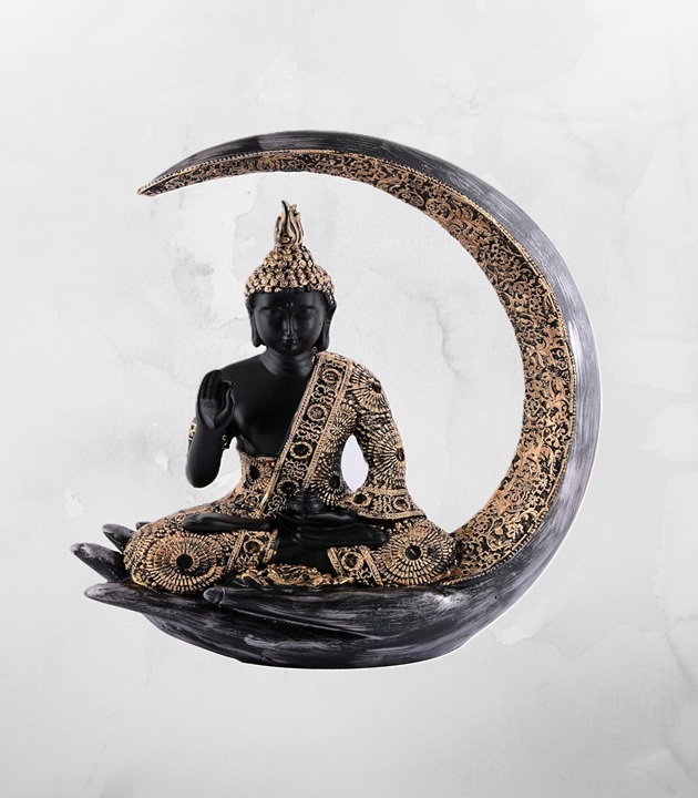 Samadhi Buddha Sitting On Chand Samadhi Buddha Sitting On Chand | Home Decor Showpiece Figurine - Image 1